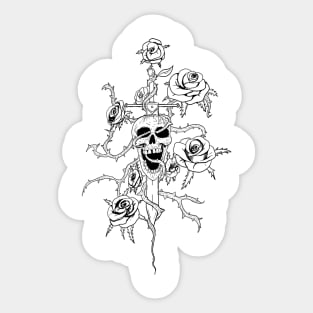 Skull and roses - Lines Sticker